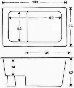 Zitbad Vrijstaand Marinella Rechthoek 65x105x52cm Polypropyleen Mat Wit -Badkamer Accessoires Winkel 1011x1200 1