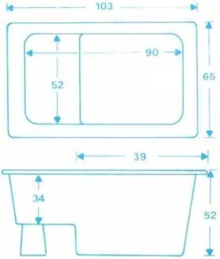 Saqu Zitbad - Mobiel Bad - 103x65cm - Wit - Incl Bijbehorende Poot En Zonder Afvoer -Badkamer Accessoires Winkel 1018x1200 4