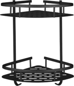 Merkloos Doucherek 2 Laags - Douche Rek Zwart Hangend - Incl 2 Haken Badkamer Accessoires -Badkamer Accessoires Winkel 1034x1200