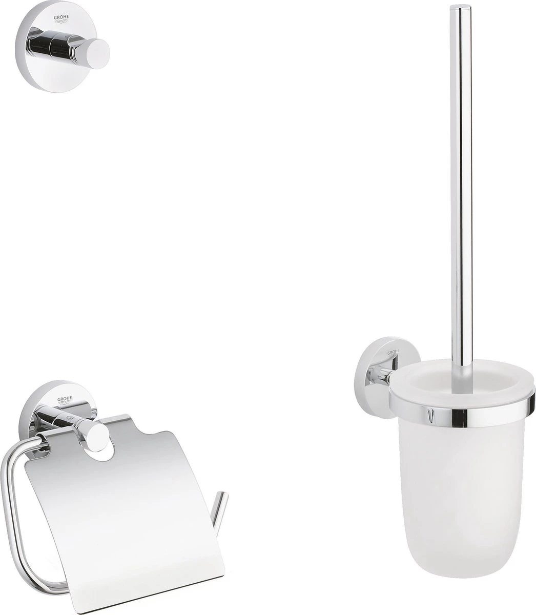 GROHE Essentials Accessoireset - Toiletrolhouder - Toiletborstelset - Haak 3 GROHE Essentials Accessoireset - Toiletrolhouder - Toiletborstelset - Haak