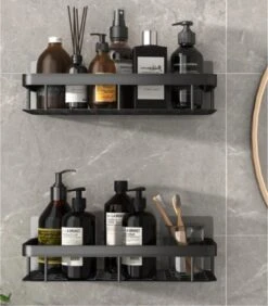 Merkloos Jawes- Wandrek- Zwart- 1stuk- Doucherek- Zonder Te Boren- Wandrek Zonder Boren- Wandrekje -Badkamer Accessoires Winkel 1052x1200