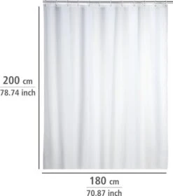WENKO Anti-schimmel Douchegordijn Uni Wit 180x200cm Polyester Inclusief Ophangringen -Badkamer Accessoires Winkel 1059x1200 1