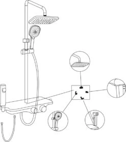 Regendoucheset - 30 Cm - Zwart - Thermostaatkraan, Handdouche & Sproeier -Badkamer Accessoires Winkel 1061x1200