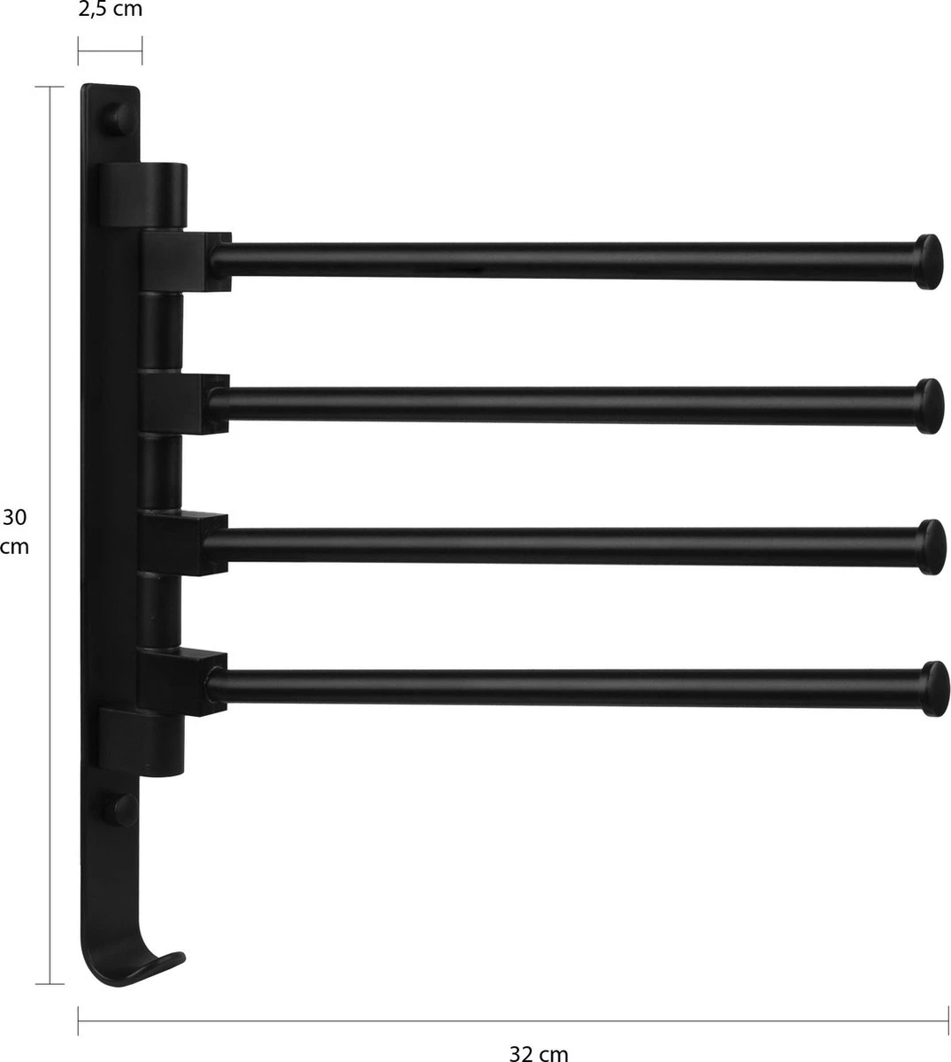 QUVIO Handdoekrek Met 4 Armen / Wandrek / Handdoekrek Keuken / Handdoekenrek Badkamer / Handdoekenrek / Handdoekrek / Handdoekrek Badkamer / Handdoekhaakjes / Handdoekhouder / Wandplank - Verstelbaar - Staal 4 QUVIO Handdoekrek Met 4 Armen / Wandrek / Handdoekrek Keuken / Handdoekenrek Badkamer / Handdoekenrek / Handdoekrek / Handdoekrek Badkamer / Handdoekhaakjes / Handdoekhouder / Wandplank - Verstelbaar - Staal - Afbeelding 2