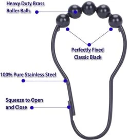 BOTC Gordijnringen - 12 Stuks Gordijn Haken - Gordijnhaken- RVS Gordijn Ringen Voor Gordijn Roede - Zwart -Badkamer Accessoires Winkel 1080x1200 2