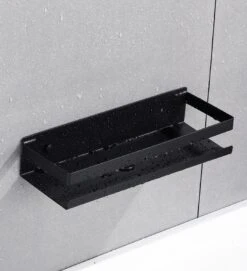 Merkloos Doucherek- Douchemand- Badkamerrek- Badkamer Organiser- Badkamer Organizer-Rekje Voor In De Douche- Badkamer Plank-Rekje Voor Shampoo- RVS- Zonder Boren- Zelfklevend- Rechthoek Vorm- Met Of Zonder Schroeven- Ophangbaar- Met Lijm- 20 Cm- Zwart -Badkamer Accessoires Winkel 1095x1200