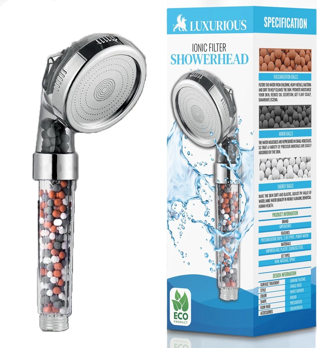 Imperatoris | Ionische Douchekop - Waterbesparend – Met Hoge Druk En Filter – Regendouche 3 Imperatoris | Ionische Douchekop - Waterbesparend – Met Hoge Druk En Filter – Regendouche