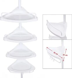 Merkloos Telescopisch Douche Rek Met 4 Lagen - Verstelbaar Bad / Douche Hoekrek Opbergrek - Uitschuifbaar Van 85-305 Cm - Wit -Badkamer Accessoires Winkel 1102x1200 1