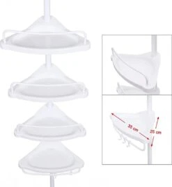 Hoppa! Telescopisch Doucherek Zonder Boren / Uitschuifbaar Douche Rek Van 85-305 Cm - Badopbergrek - Wit -Badkamer Accessoires Winkel 1102x1200 2