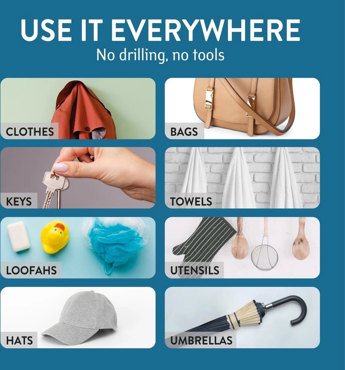 Tatkraft George Heavy Duty Zelfklevende Wandhaakjes - RVS Handdoekhouder Haak - Muur Ophang Zelfklevend Muurhaak Ophanghaakjes - Handdoekklem Keuken Ophanghaak Zonder Boren - Wand Theedoek / Handdoek Houder - Universeel Gebruik - Set Van 4 Stuks 6 Tatkraft George Heavy Duty Zelfklevende Wandhaakjes - RVS Handdoekhouder Haak - Muur Ophang Zelfklevend Muurhaak Ophanghaakjes - Handdoekklem Keuken Ophanghaak Zonder Boren - Wand Theedoek / Handdoek Houder - Universeel Gebruik - Set Van 4 Stuks - Afbeelding 4