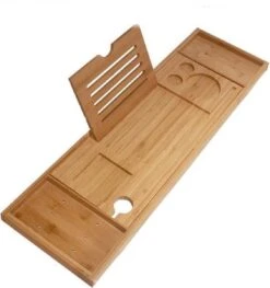 Merkloos Decopatent® Luxe Badplank - Badrekje - Uitschuifbaar 75 Tot 110 Cm - Boekenhouder - Tablethouder - Bamboe Hout Badplankje - Badrek -Badkamer Accessoires Winkel 1128x1200 1