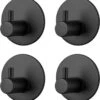 Trendfield Handdoekhaakjes Zelfklevend Rond - 4 Zwarte Handdoek Haakjes - Ronde Handdoekhaak - Zwart