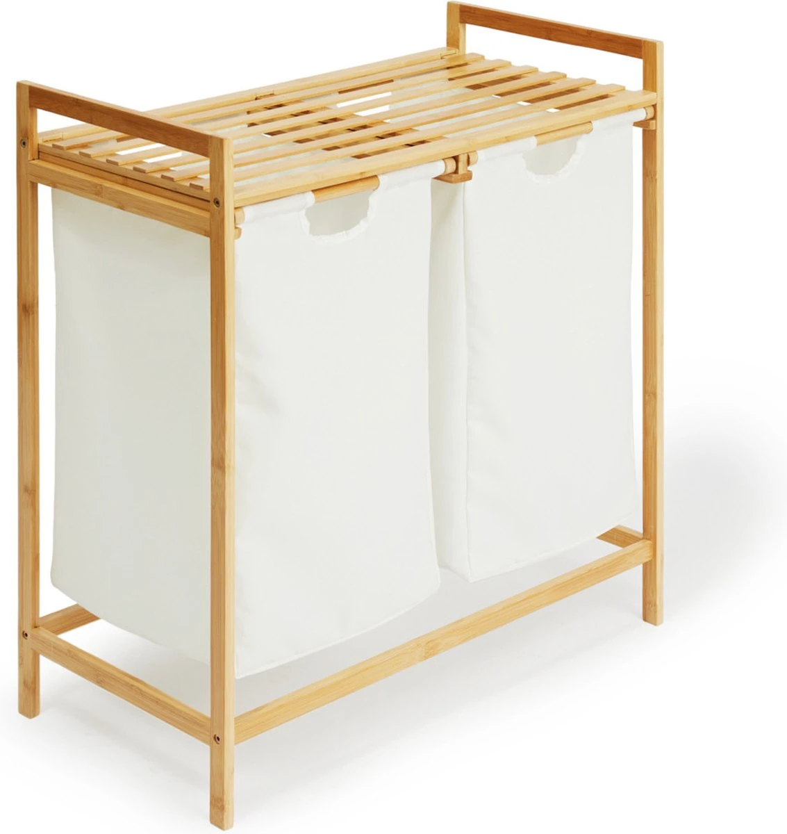 Lifa Bathing Bamboe Rek Met Wasmanden - Polyester En Bamboe - Uitschuifbare Opbermanden Met Deksel - Wassorteerbak 60 Liter - 2 Vakken - Voor Badkamer, Slaapkamer En Wasruimte - 73 X 64 X 33 Cm 4 Lifa Bathing Bamboe Rek Met Wasmanden - Polyester En Bamboe - Uitschuifbare Opbermanden Met Deksel - Wassorteerbak 60 Liter - 2 Vakken - Voor Badkamer, Slaapkamer En Wasruimte - 73 X 64 X 33 Cm - Afbeelding 2