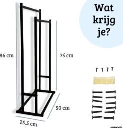 Mmoods XL Handdoekrek 2 Baren Badkamer Zwart - 25 X 50 X 86 Cm - Handdoekenrek Staand Keuken - Handdoekhouder Vrijstaand 2 Dragers -Badkamer Accessoires Winkel 1154x1200