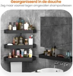 Goliving Doucherek 2 Laags - Doucherek Zonder Boren - Doucherekje Hoek - Douchemandje - Badkamerrek - Badkamer Accessoires - Zwart -Badkamer Accessoires Winkel 1154x1200 3