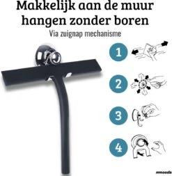 Mmoods Douchewisser Zwart - Douche Trekker Met Zuignap - Vloerwisser Badkamer - Vloertrekker RVS -Badkamer Accessoires Winkel 1172x1200 4