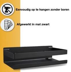 Merkloos GDRN - Doucherek Zwart - Zonder Boren - Doucherekjes - Hangend - Zwart - RVS -Badkamer Accessoires Winkel 1175x1200 4