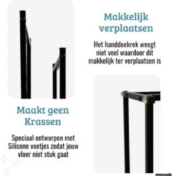 Mmoods XL Handdoekrek 2 Baren Badkamer Zwart - 25 X 50 X 86 Cm - Handdoekenrek Staand Keuken - Handdoekhouder Vrijstaand 2 Dragers -Badkamer Accessoires Winkel 1176x1200 1