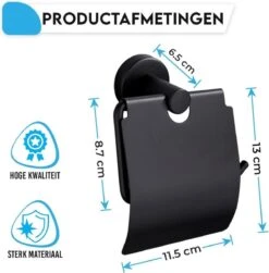 Sanics Toiletrolhouder Zwart Met Klep - WC Rolhouder RVS Inclusief Montage Set - Closetrolhouder -Badkamer Accessoires Winkel 1182x1200 1