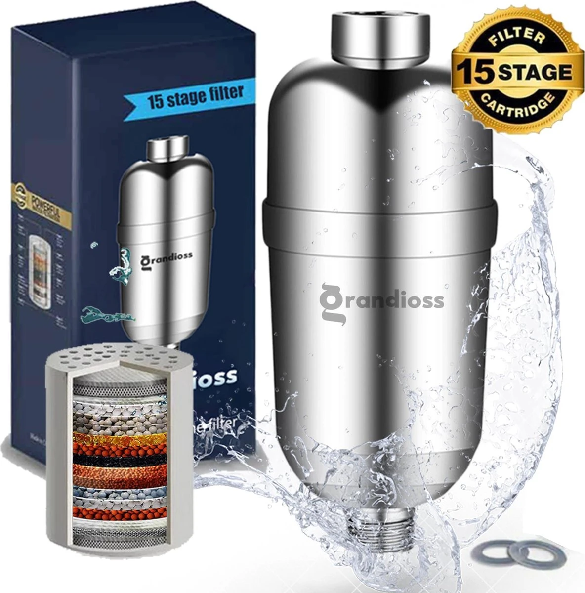 Universele Douchefilter Met Anti Kalk Filter En 15 Filtratie Lagen 3 Universele Douchefilter Met Anti Kalk Filter En 15 Filtratie Lagen