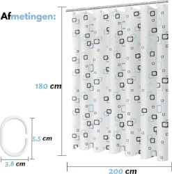 VAIVE Douchegordijn Blauw 180x200 - Anti Schimmel - Douchegordijnen - Ringen 11 VAIVE Douchegordijn Blauw 180x200 - Anti Schimmel - Douchegordijnen - Ringen -Badkamer Accessoires Winkel 1185x1200 14