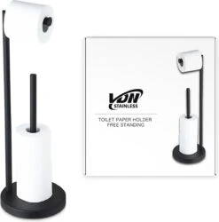 VDN Stainless Wc Rolhouder Staand - Wc Rolhouder Zwart - Toiletrolhouder En Reserverolhouder - RVS - Geschikt Voor 3+1 WC Papier Rollen - 2 In 1 -Badkamer Accessoires Winkel 1185x1200 3