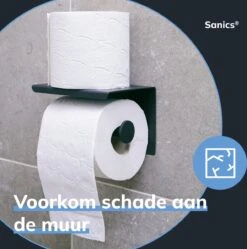 Sanics WC Rolhouder Zwart – Toiletrolhouder Zonder Boren – Met Plankje - Zelfklevend - RVS -Badkamer Accessoires Winkel 1189x1200 2