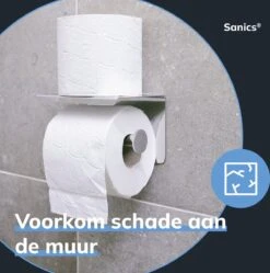 Sanics WC Rolhouder Zilver – Toiletrolhouder Zonder Boren – Met Plankje - Zelfklevend - RVS -Badkamer Accessoires Winkel 1189x1200 3