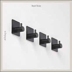 Merkloos Handdoekhaak 4 + 1 GRATIS Set Zonder Boren - RVS - Zwart - Vierkant Zelfklevend - Badjas - Theedoek Hanger Keuken Badkamer Handdoek Haakjes -Badkamer Accessoires Winkel 1194x1200 2