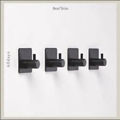 Merkloos Handdoekhaak 4 + 1 GRATIS Set Zonder Boren - RVS - Zwart - Vierkant Zelfklevend - Badjas - Theedoek Hanger Keuken Badkamer Handdoek Haakjes -Badkamer Accessoires Winkel 1194x1200 4