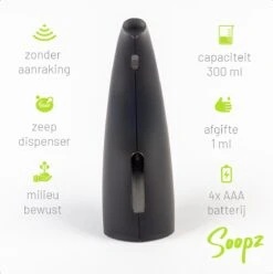 Soopz Black Graphite Classic - Automatische Zeepdispenser - No Touch Sensor - Mat Zwart - 300ml – Zeeppompje -Badkamer Accessoires Winkel 1195x1200 3