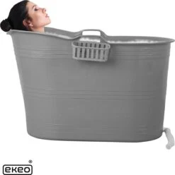 EKEO Zitbad - 210L - Mobiele Badkuip - Bath Bucket - Ijsbad- Tuinbad - Grijs -Badkamer Accessoires Winkel 1197x1200 21