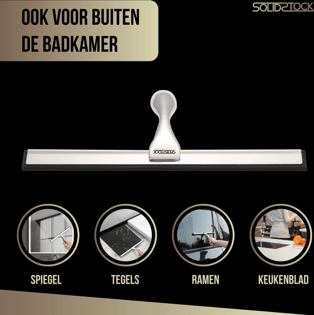 Douchewisser Rvs - Luxe Trekker Douche - Raamwisser Met Ophanghaak - Douchetrekker - Niet Boren - Chroom 6 Douchewisser Rvs - Luxe Trekker Douche - Raamwisser Met Ophanghaak - Douchetrekker - Niet Boren - Chroom - Afbeelding 4