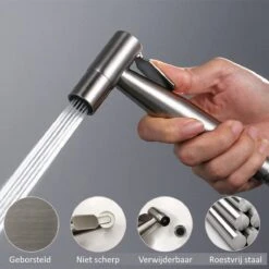BetterSells® Bidet Handdoucheset - Shattaf - Bidet Sproeier Uit Geborsteld RVS - Inclusief Slang, T-stuk & Wandhouder -Badkamer Accessoires Winkel 1198x1200 21