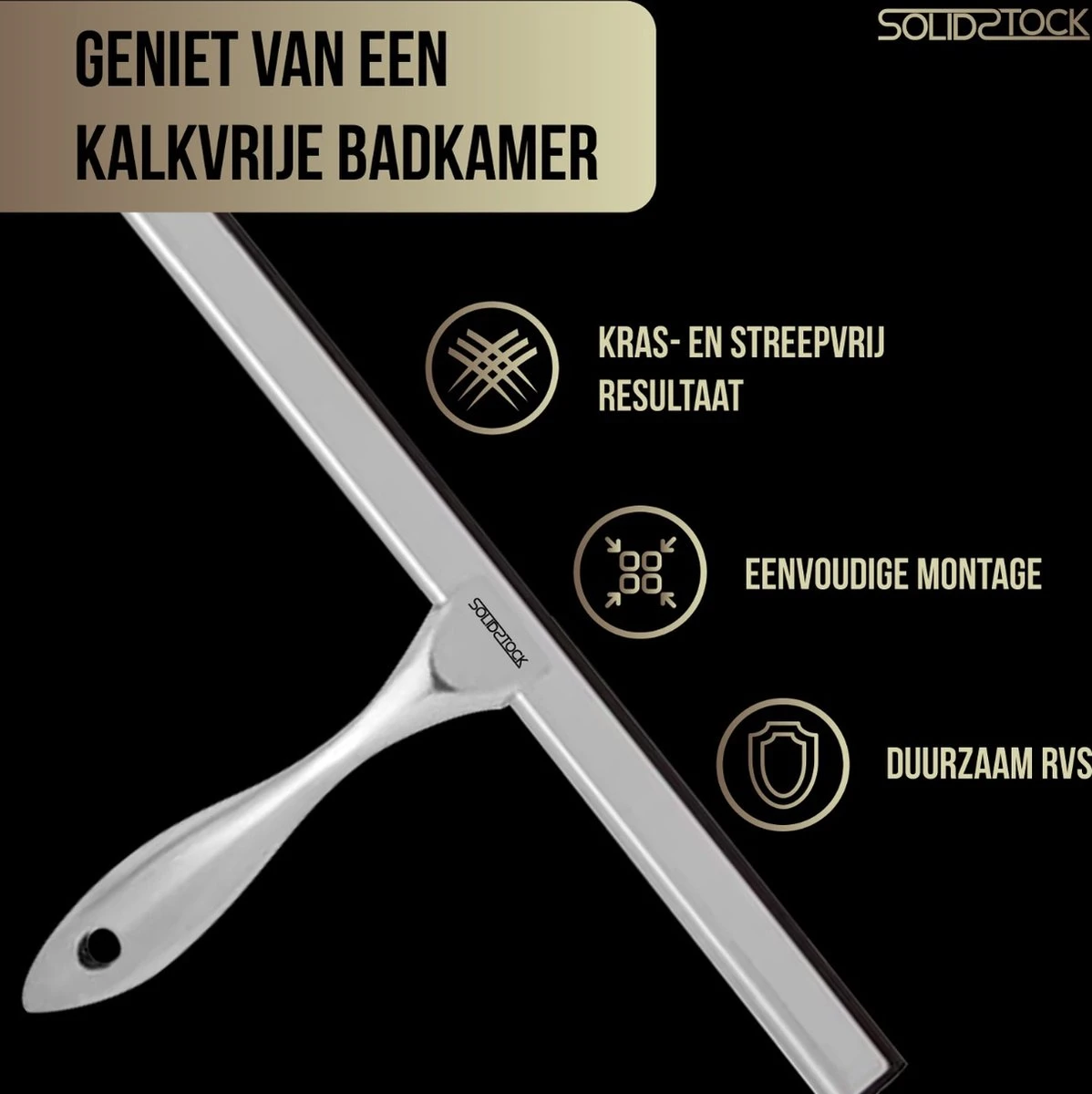 Douchewisser Rvs - Luxe Trekker Douche - Raamwisser Met Ophanghaak - Douchetrekker - Niet Boren - Chroom 5 Douchewisser Rvs - Luxe Trekker Douche - Raamwisser Met Ophanghaak - Douchetrekker - Niet Boren - Chroom - Afbeelding 3