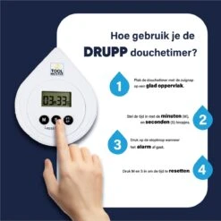 Tool Meister DRUPP - Douchetimer - Douche/Shower/Badkamer Timer & Klok - Coach - Waterdicht - Incl. Zuignap & Batterij -Badkamer Accessoires Winkel 1199x1200 7