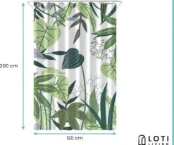 Loti Living Douchegordijn Anti Schimmel – Jungle - Inclusief Ringen – Waterdicht - Polyester - Douchegordijn 120x200 Cm -Badkamer Accessoires Winkel 1200x1000 24