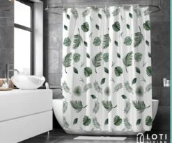 Loti Living Douchegordijn Anti Schimmel – Blaadjes - Inclusief Ringen – Waterdicht - Polyester - Douchegordijn 180x200 Cm -Badkamer Accessoires Winkel 1200x1000 30