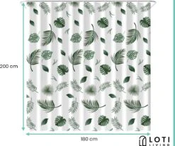 Loti Living Douchegordijn Anti Schimmel – Blaadjes - Inclusief Ringen – Waterdicht - Polyester - Douchegordijn 180x200 Cm -Badkamer Accessoires Winkel 1200x1000 31