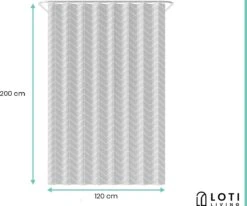 Loti Living Douchegordijn Anti Schimmel – Grijs Patroon - Inclusief Ringen – Waterdicht - Polyester - Douchegordijn 120x200 Cm -Badkamer Accessoires Winkel 1200x1000 34