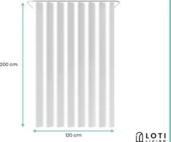 Loti Living Douchegordijn Anti Schimmel – Wit - Inclusief Ringen – Waterdicht - Polyester - Douchegordijn 120x200 Cm -Badkamer Accessoires Winkel 1200x1000 37