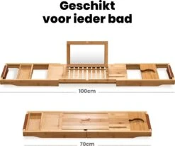 RelaxTub® Badplank - Badplank Voor In Bad - Badrek - Verstelbaar - Anti Slip - Badplank Bamboe - Badplank Hout - Badrekje Inclusief Boekenhouder, Tablethouder & Spiegel -Badkamer Accessoires Winkel 1200x1002 2