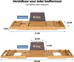 SWILIX ® Badplank - Uitschuifbaar - Voor In Bad - 71 Tot 108 Cm - Met Houder - Hout -Badkamer Accessoires Winkel 1200x1004 2