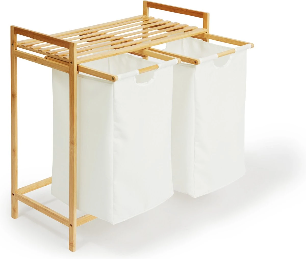 Lifa Bathing Bamboe Rek Met Wasmanden - Polyester En Bamboe - Uitschuifbare Opbermanden Met Deksel - Wassorteerbak 60 Liter - 2 Vakken - Voor Badkamer, Slaapkamer En Wasruimte - 73 X 64 X 33 Cm 6 Lifa Bathing Bamboe Rek Met Wasmanden - Polyester En Bamboe - Uitschuifbare Opbermanden Met Deksel - Wassorteerbak 60 Liter - 2 Vakken - Voor Badkamer, Slaapkamer En Wasruimte - 73 X 64 X 33 Cm - Afbeelding 4