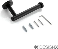 DesignX Toiletrolhouder Zwart - WC Rolhouder - Matte - Papier - Houder - Incl. Schroeven -Badkamer Accessoires Winkel 1200x1021