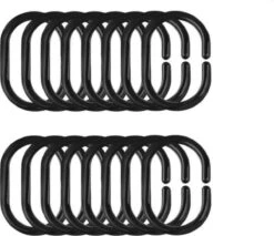 FSW-Products - 12 Stuks - Gordijnringen - 4.6x2.9cm - Buigbaar - Douchegordijn - Ringen Voor Gordijnen - Ring - Gordijnhaken - Haken - Gordijn - Douchegordijnringen - Zwart -Badkamer Accessoires Winkel 1200x1035