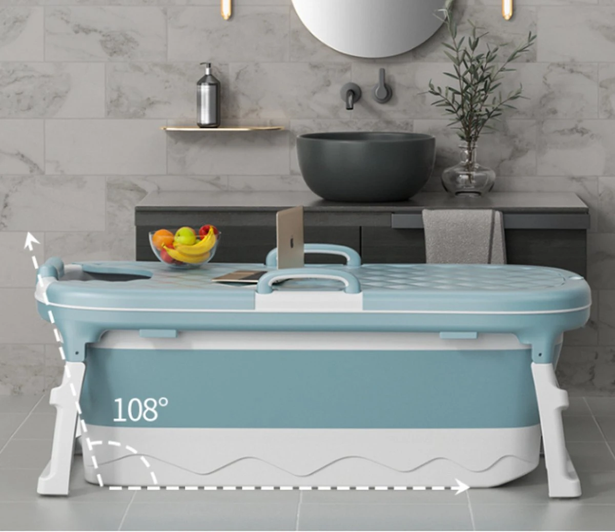 Simple Fix Zitbad - 138cm - Opvouwbaar Bad - Bath Bucket - Zitbad Voor Volwassenen - 220L - Extra Lang - Blauw 9 Simple Fix Zitbad - 138cm - Opvouwbaar Bad - Bath Bucket - Zitbad Voor Volwassenen - 220L - Extra Lang - Blauw - Afbeelding 7