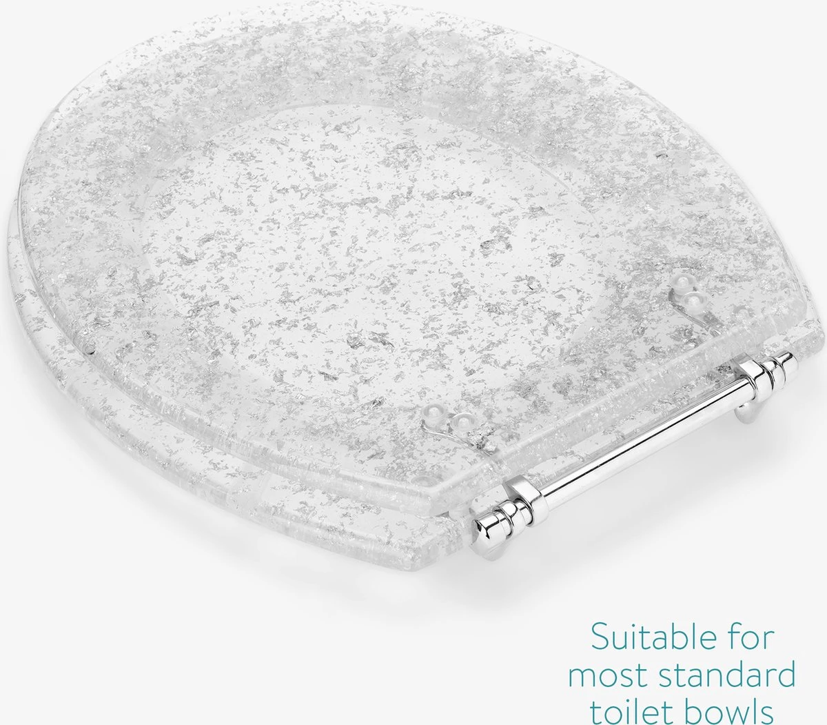 Navaris Toiletbril Met Glitter Design - Transparante Wc-bril 42 X 36 X 4,5 Cm - Makkelijk Te Bevestigen 6 Navaris Toiletbril Met Glitter Design - Transparante Wc-bril 42 X 36 X 4,5 Cm - Makkelijk Te Bevestigen - Afbeelding 4