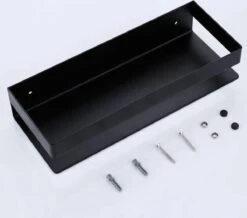 Merkloos Doucherek- Douchemand- Badkamerrek- Badkamer Organiser- Badkamer Organizer-Rekje Voor In De Douche- Badkamer Plank-Rekje Voor Shampoo- RVS- Zonder Boren- Zelfklevend- Rechthoek Vorm- Met Of Zonder Schroeven- Ophangbaar- Met Lijm- 20 Cm- Zwart -Badkamer Accessoires Winkel 1200x1059 1