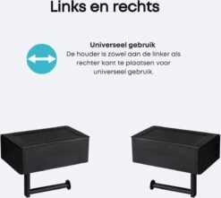 WC Rolhouder - Toiletrolhouder - Zwart - RVS - Zonder Boren - Met Plankje & Bakje - Inclusief Montagemateriaal - Toilet Accessoires - EJC Products -Badkamer Accessoires Winkel 1200x1073